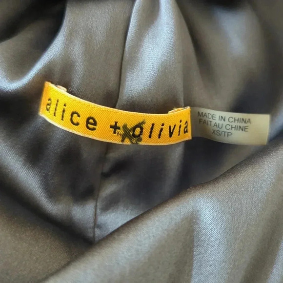 Alice+ Olivia Silk Gray and Metallic Sheer Dress - Picture 5 of 6